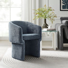 Modway - Verity Barrel Back Chenille Fauteuil à manger - Bleu ardoise-Glissières de plancher sans marquage