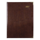 Brownline - 2027 agenda hebdomadaire Executive avec reliure cousue – 10 3/4 po x 7 3/4 po – couleurs assorties – trilingue-Doré sur tranches, coins et signet dorés