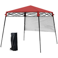 Outsunny - Tente gazébo de jardin pliante 7 pi l x 7 pi L - Rouge & Noir-Le auvent de camping de taille compacte convient à une utilisation en extérieur