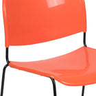 Flash Furniture - Chaise ultra-compacte empilable orange de la série HERCULES avec une et cadre enduit de poudre noire-Dossier et siège en plastique orange aux contours ergonomiques