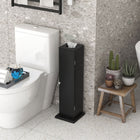 HOMCOM - Armoire de rangement pour papier toilette de salle de bain avec portes et étagères - noir-Conception à 3 niveaux offrant un grand espace de rangement et d’exposition 