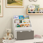 Qaba - Bibliothèque pour enfants avec 3 étagères d’exposition, tiroir pour chambre d’enfant - gris-Dispositif anti-basculement et surfaces lisses pour renforcer la sécurité des enfants  

