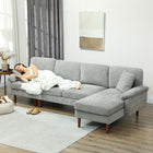 HOMCOM - Canapé sectionnel modulable avec chaise longue - gris-2 coussins supplémentaires et 2 coussins d'accoudoir ajoutent du confort et améliorent l'esthétique 