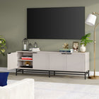 Hudson&Canal - Meuble TV Montello pour téléviseurs jusqu'à 78" - Blanc aulne-Dimensions du produit : 15,5" L x 70" l x 24" H
