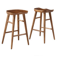 Modway - Saville Dos sans dos Tabourets de comptoir - Noyer - Ensemble de 2-Tabourets de comptoir en bois massif de manguier