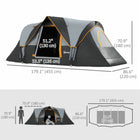 Outsunny - Tente de camping extérieure 5-6 personnes avec crochet pour éclairage, sac de transport, gris et noir-Un sac de transport inclus pour faciliter le déplacement  