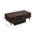 Manhattan Comfort - Ensemble de 2 tables Duane style milieu du siècle : table d’appoint et table basse - brun foncé et noir-Parfait pour le rangement de chevet, les lampes ou les objets de décoration