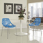 Modway - Stencil Plastique Fauteuil d’appoint de salle à manger Ensemble de 2 - Bleu-Utilisation intérieure ou extérieure