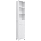HOMCOM - Armoire de salle de bain haute avec étagères et tiroir - blanc-Cette armoire haute et moderne polyvalente s'accordera avec tous les types de meubles 