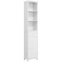 HOMCOM - Armoire de salle de bain haute avec étagères et tiroir - blanc-Cette armoire haute et moderne polyvalente s'accordera avec tous les types de meubles 