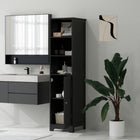 Kleankin - Armoire de rangement de salle de bain haute et étroite - noir-Patins antidérapants pour protéger votre sol des rayures 