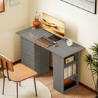 HOMCOM - Bureau d'ordinateur avec rangement - 47,25 po L x 19,25 po l x 28,25 po H - gris-Trois tiroirs et trois étagères ouvertes pour le rangement et l’organisation 