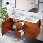 Modway - Scenic Double support mural de 48" Vanette de salle de bain - Blanc cerise-Calleton de montage compatible avec les cloisons sèches