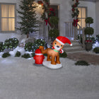 GEMMY - Chien de Noël gonflable et borne d'incendie - 122 cm-Comprend des piquets et des attaches