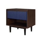 Manhattan Comfort - Lot de 2 tables de chevet Duane 51,4 cm style mid-century modern - brun foncé et bleu marine-Parfait pour le rangement de chevet, les lampes ou les objets de décoration