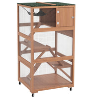 PawHut - Catio 34 po L maison pour chat d’extérieur sur roulettes - 33,9 po L x 31,5 po l x 65,9 po H - orange-Combine des rampes pour chats, des boîtes de couchage, des hamacs et des plateformes 