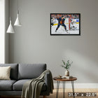 Connor McDavid Edmonton Oilers sur toile vs Los Angeles Kings - Toile encadree - 31" x 22"-Prêt à accrocher - livré entièrement assemblé