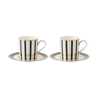 Maxwell & Williams - Noir Régence Demi - Tasse et Soucoupe - 100 ml - Ensemble de 2 - Paquet de 2-Lavage des mains recommandé