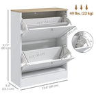 HOMCOM - Meuble à chaussures mince avec 2 tiroirs basculants et étagères réglables - blanc-Le style moderne s'accorde avec tous les décors 