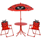 Outsunny - Table de pique-nique pliant pour enfants avec chaises, motif, extérieur jardin terrasse arrière-cour avec parasol - rouge-Structure solide composée de tubes métalliques assurant la sécurité  
