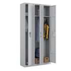 Ceha - Série RH, batterie de 3, casier 1 niveau avec aérations à persiennes, poignée encastrée - gris clair-Porte-étiquette pratique sur la porte