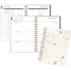 Mead - Agenda Blanc céleste scolaire hebdomadaire/mensuel 2026-2027 couverture rigide - 8 ½ po x 6 po - Multicolore - bilingue-Reliure à double spirale