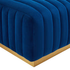 Modway - Conjure Chenal Touffé Performance Velvet Ottoman - Marine d’or-Socle en métal en or brossé