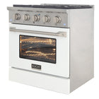 Kucht - 30 po Série KNG Cuisinière Pro Style au gaz propane - Acier inoxydable/Blanc-Grilles de cuisson robustes en fonte résistantes à la chaleur intense permettant de déplacer les ustensiles d’un brûleur à l’autre sans les soulever