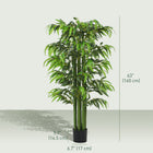 HOMCOM - Arbre de bambou artificiel 5,3 pi pour décoration intérieure de la maison - vert - lot de 2-Mousse en PE et terreau en ciment inclus pour plus de stabilité et de réalisme 