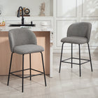 HOMCOM - Tabourets de bar modernes hauteur comptoir 27 po avec dossier - gris foncé - paquet de 2-Tissu aspect lin associé à une mousse haute densité pour un confort optimal 
