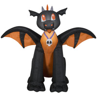 GEMMY - Dragon gonflable ailé noir et orange pour Halloween - 94 cm-S'illumine grâce à une lumière LED brillante et économe en énergie