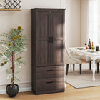 HOMCOM - Armoire de cuisine haute 67 po avec étagères réglables - espresso-Conception anti-basculement pour plus de sécurité dans votre cuisine 