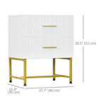 HOMCOM - Tables de chevet modernes avec 2 tiroirs et panneaux cannelés - blanc - lot de 2-Convient comme commode de chambre ou table d’appoint pour le salon 