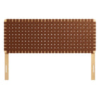 Modway - Sparta Tissage Cuir végane Tête de lit Queen, Brun naturel-5 positions de montage ajustables en hauteur