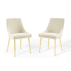 Modway - Viscount Performance Velvet Chaises de salle à manger Ensemble de 2 - Ivoire d’or-Chaises de salle à manger modernes vintage