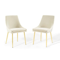 Modway - Viscount Performance Velvet Chaises de salle à manger Ensemble de 2 - Ivoire d’or-Chaises de salle à manger modernes vintage