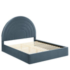 Modway - Solana Arqué Performance Velvet Lit de plateforme complet, Cadet Blue-Sellerie en velours Performance résistante aux taches