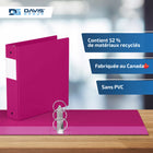 Davis Group Super économie, Reliure à anneaux ronds 2 po, paquet de 6 – Rose-Polypropylène sans PVC