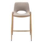 Zuo - Desi Tabouret de comptoir - Beige/Or - Ensemble de 2-Tissu en faux cuir doux et durable