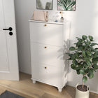 HOMCOM - Armoire à chaussures moderne avec 3 tiroirs basculants pour 12 paires - blanc-Trois tiroirs basculants peuvent contenir jusqu'à 12 paires de chaussures 