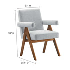 Modway - Lyra Tissu Chaise de salle à manger Ensemble de 2 - Tissu gris clair-Cadre en contreplaqué, pieds en caoutchouc