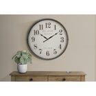 Monarch Specialties - Horloge - 30 po Rond - Surdimensionné Grand - Horloge Murale - Brun - Transitionnel-Horloge analogique facile à lire, avec de grands chiffres surdimensionnés et un mouvement à quartz pour une mesure précise de l'heure