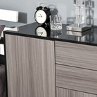 HOMCOM - Buffet latéral haute brillance 31,1 po L avec 2 tiroirs - gris et noir-Couleur : Noir brillant (cadre), grain de bois gris (panneau) 