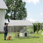 PawHut - Chenil pour chien d’extérieur avec toit imperméable - 9,2 pi x 7,5 pi x 7,2 pi-Acier galvanisé et loquet sécurisé pour renforcer la sécurité extérieure 
