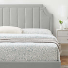 Modway - Sienna Performance Velvet Lit plateforme Queen, Gris clair-Pieds en bois noir avec capuchons sans marque