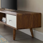 Modway - Transmit Console multimédia 70 po Bois Meuble TV, Blanc noyer-Deux casiers de stockage multimédia