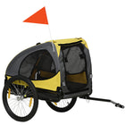Aosom - Remorque de vélo pour chien avec attelage, roues pour chiens de taille moyenne, jaune-Portes à fermeture éclair pour une entrée facile 