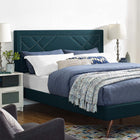 Modway - Reese Tête de clous Tissu de lin rembourré Tête de lit complète / Queen, Azure-Tête de lit pleine taille / Queen