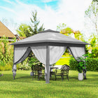 Outsunny - Gazébo pliant 11 pi l x 11 pi L avec double toit et sac de transport - Gris clair-Le toit possède des trous de drainage pour éviter l’accumulation d’eau