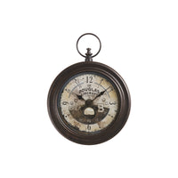 Monarch Specialties - Horloge - 18 po Rond - Horloge Murale - Brun Antique - Traditionnel-Une charmante horloge murale ronde de 18 pouces en marron antique avec un design vintage de montre à gousset et un fond imprimé aviateur, ajoutant une touche nostalgique à votre décoration intérieure